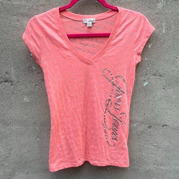 Pink Y2K Guess Los Angeles Bling Tee - Picture 1 of 8